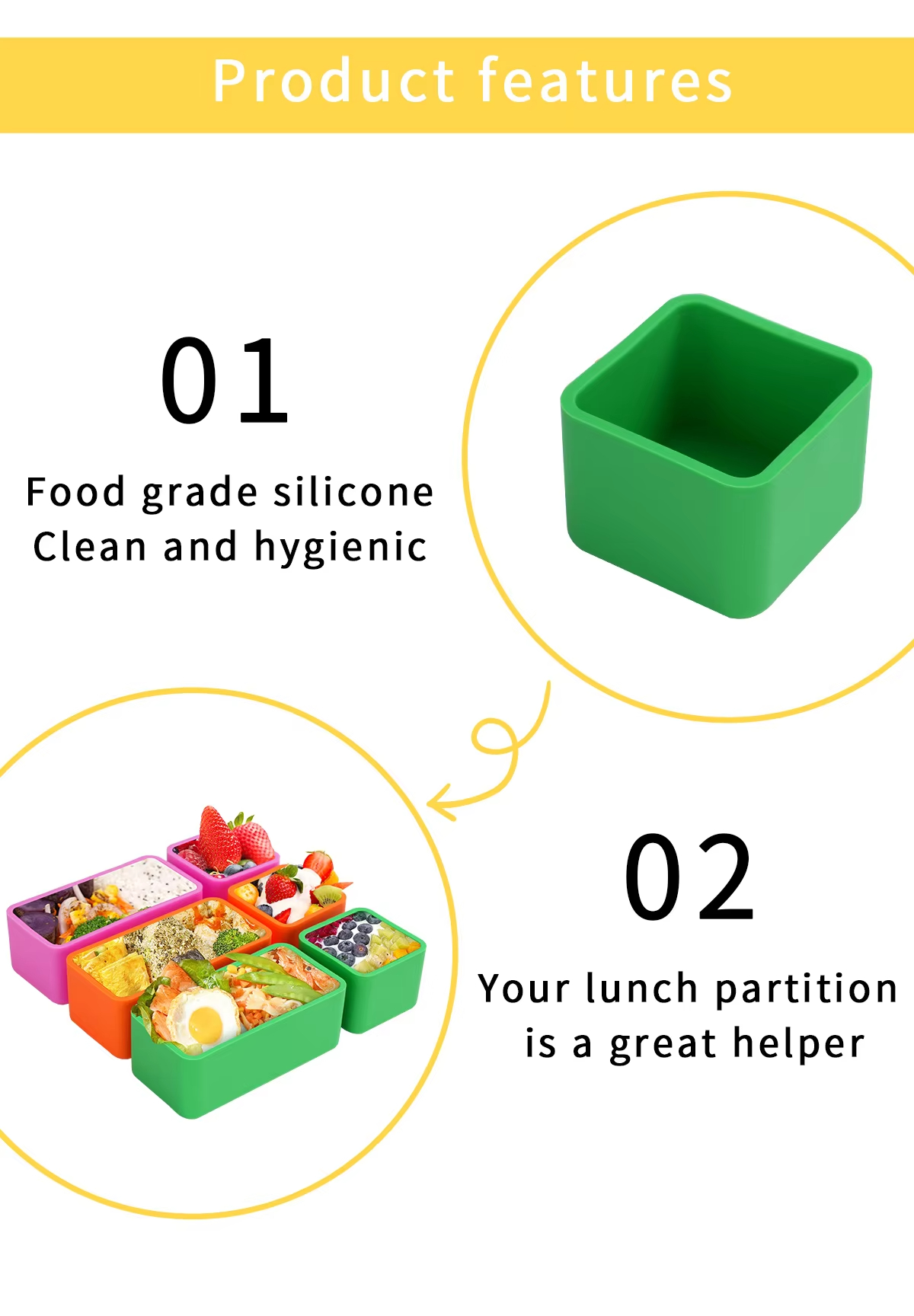 Kitchen Utensils Wholesale Square Silicone Box Bento Box Divider Picnic Box Divider Food Container Kitchen Utensils Wholesale Square Silicone Box Bento Box Divider Picnic Box Divider Food Container
