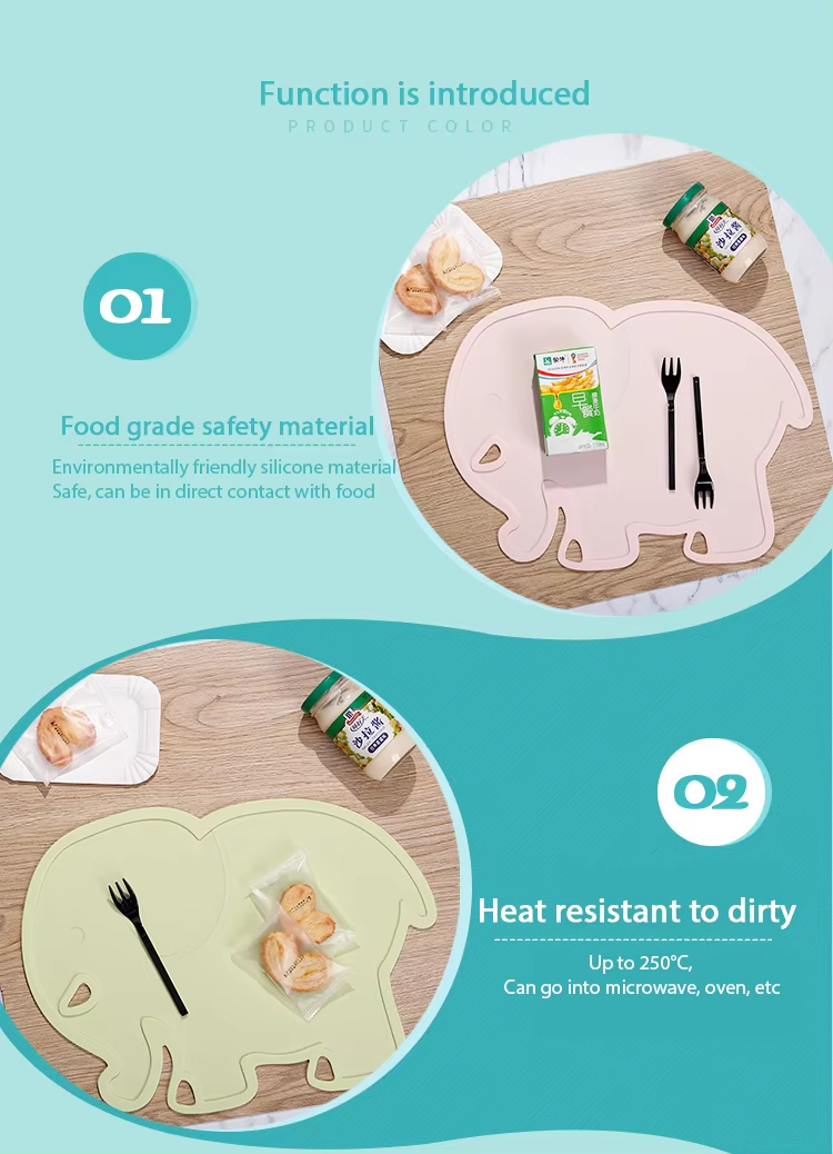 Reusable Silicone Placemats with Raised Edges Customized Food Grade Heat-Resistant Table Mats