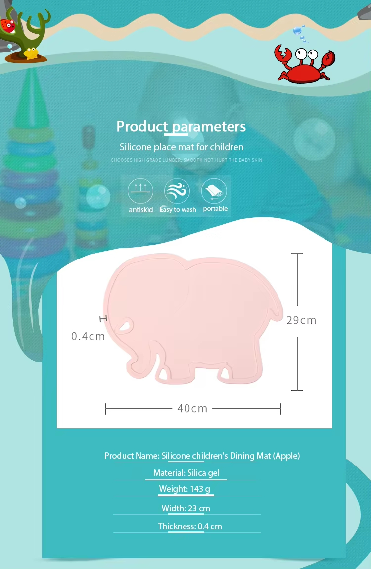 Reusable Silicone Placemats with Raised Edges Customized Food Grade Heat-Resistant Table Mats