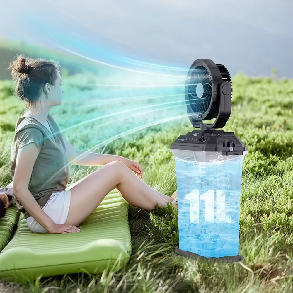 Small MOQ 2026 Newest 11L Misting Bucket Outdoor Camping Fan 20000mAh Rechargeable Cooling Fan 