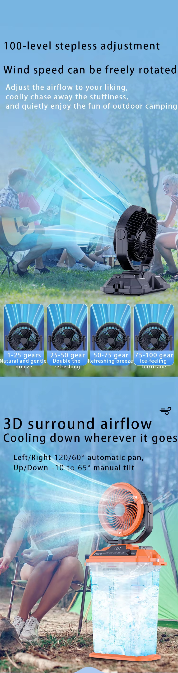 JC Mini Fans|Misting Bucket Outdoor Camping Fan |Rechargeable Cooling Fan Wholesale|11L Water Tank