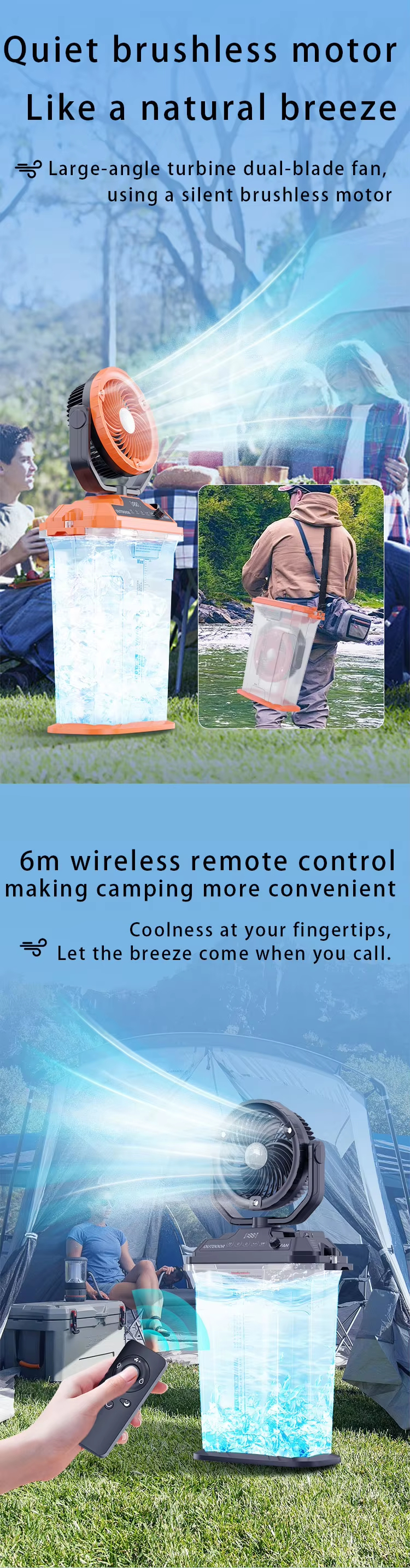 JC Mini Fans|Misting Bucket Outdoor Camping Fan |Rechargeable Cooling Fan Wholesale|11L Water Tank