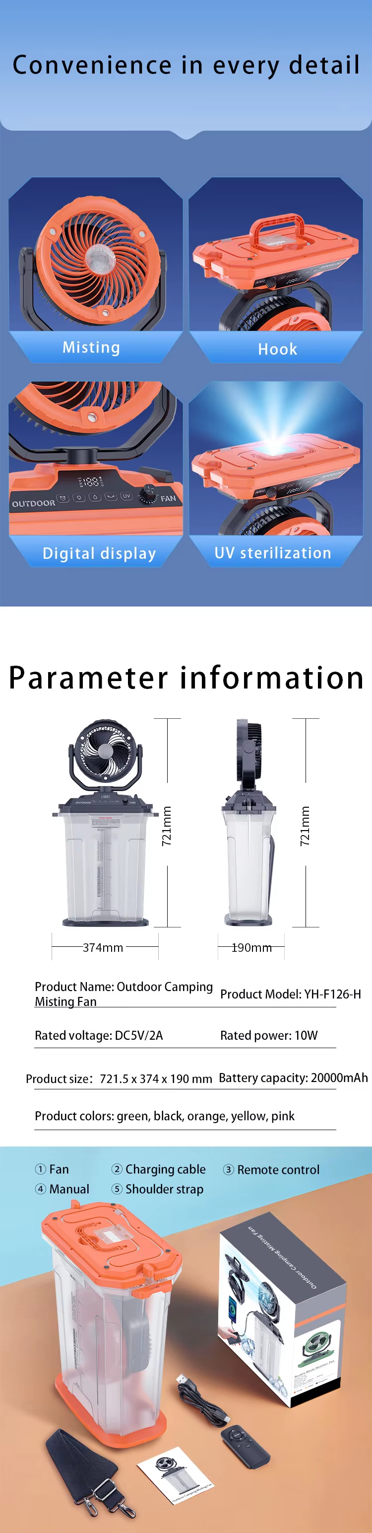 JC Mini Fans|Misting Bucket Outdoor Camping Fan |Rechargeable Cooling Fan Wholesale|11L Water Tank