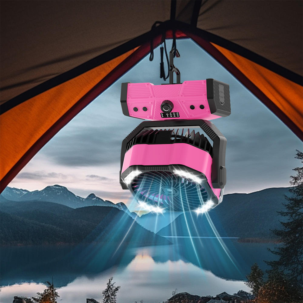 Double Motor Outdoor Mist Fan Portable 20000mAh Rechargeable Remote Control Desk Fan with Box