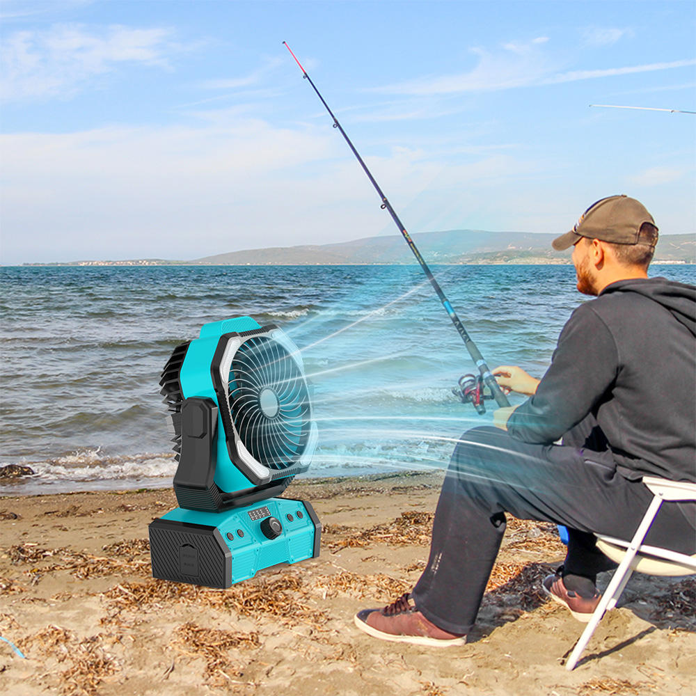 Outdoor Fishing Fan 20000mAh Lithium Battery Rechargeable USB Power Bank LED Brushless Motor Fan