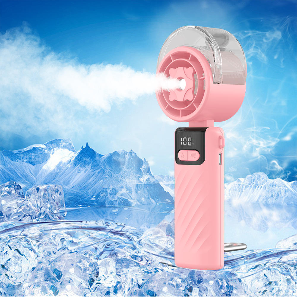 SEVEN TREASURES- Foldable Mini Rechargeable Misting Fan with LED Display