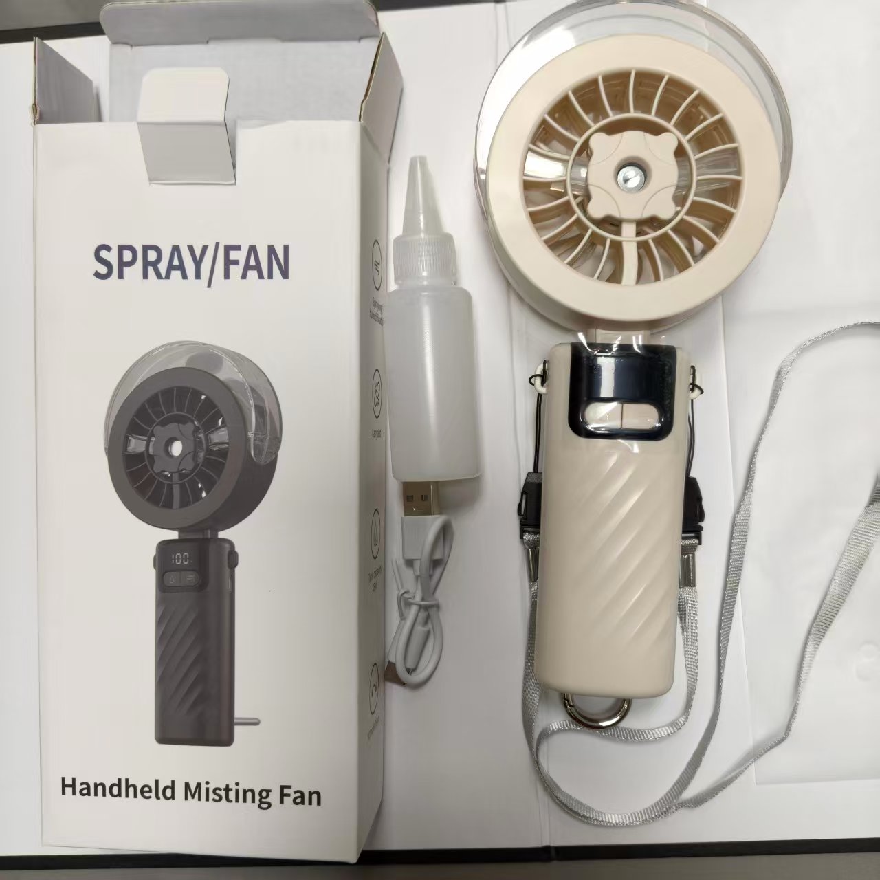 JC Mini Fans- Foldable Mini Rechargeable Misting Fan with LED Display