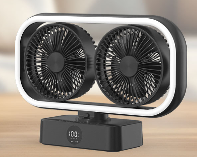 B2B Twin Tower Fans With LED Night Light |Rechargeable Power Bank Portable Outdoor Desktop Fan