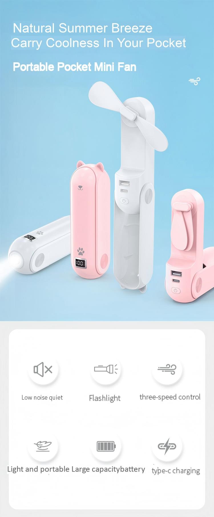 3 In 1 4800mAh Mini Handheld Fan Portable USB Desk Fan with Power Bank Flashlight for Travel Office 3 In 1 4800mAh Mini Handheld Fan Portable USB Desk Fan with Power Bank Flashlight for Travel Office