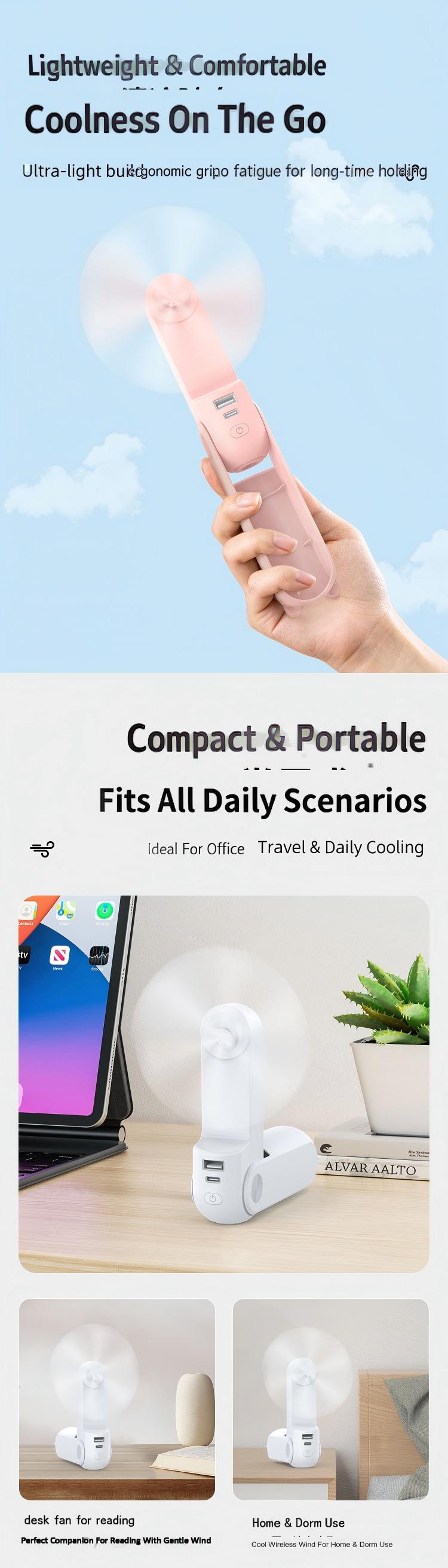 3 In 1 4800mAh Mini Handheld Fan Portable USB Desk Fan with Power Bank Flashlight for Travel Office 3 In 1 4800mAh Mini Handheld Fan Portable USB Desk Fan with Power Bank Flashlight for Travel Office