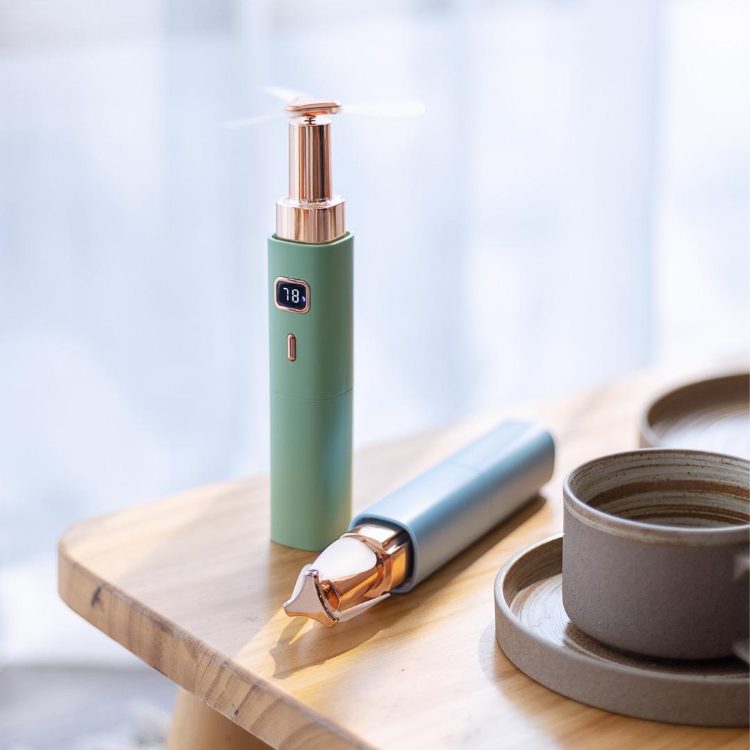 New Lipstick Mini Fan, 2000mAh Quiet Pocket Fan with Flashlight & Power Bank YH-F027