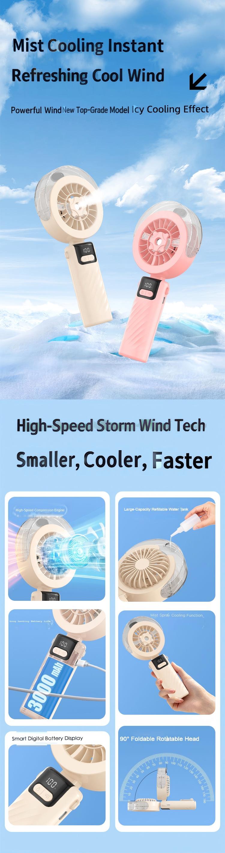 JC Mist Handheld Cooling Fan Wholesale 100 Speed Foldable Portable Spray Mini Air Cooler Fan JC Mist Handheld Cooling Fan Wholesale 100 Speed Foldable Portable Spray Mini Air Cooler Fan