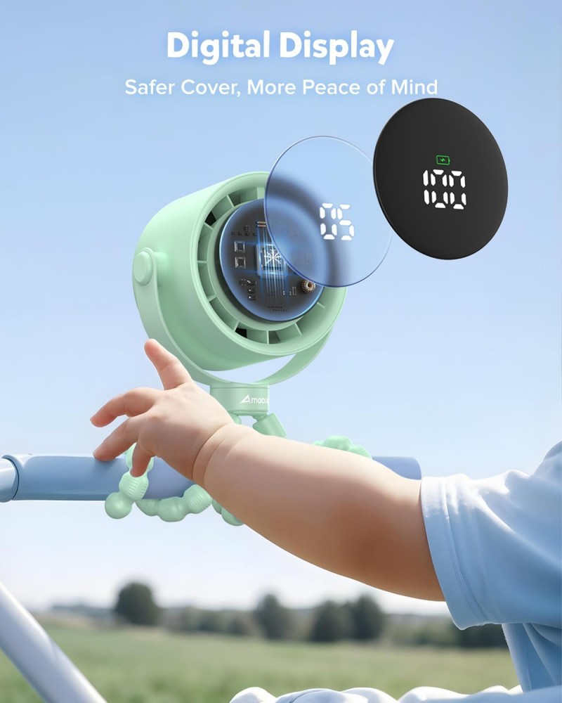Wholesale YH-F096 Bladeless Octopus Stroller Fan Silent 4 Speed Baby Clip Fan with Night Light&Phone