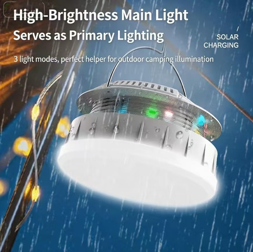 Wholesale 2400 mAh Rechargeable Solar Camping Light with Colorful String Lights for Outdoor Night