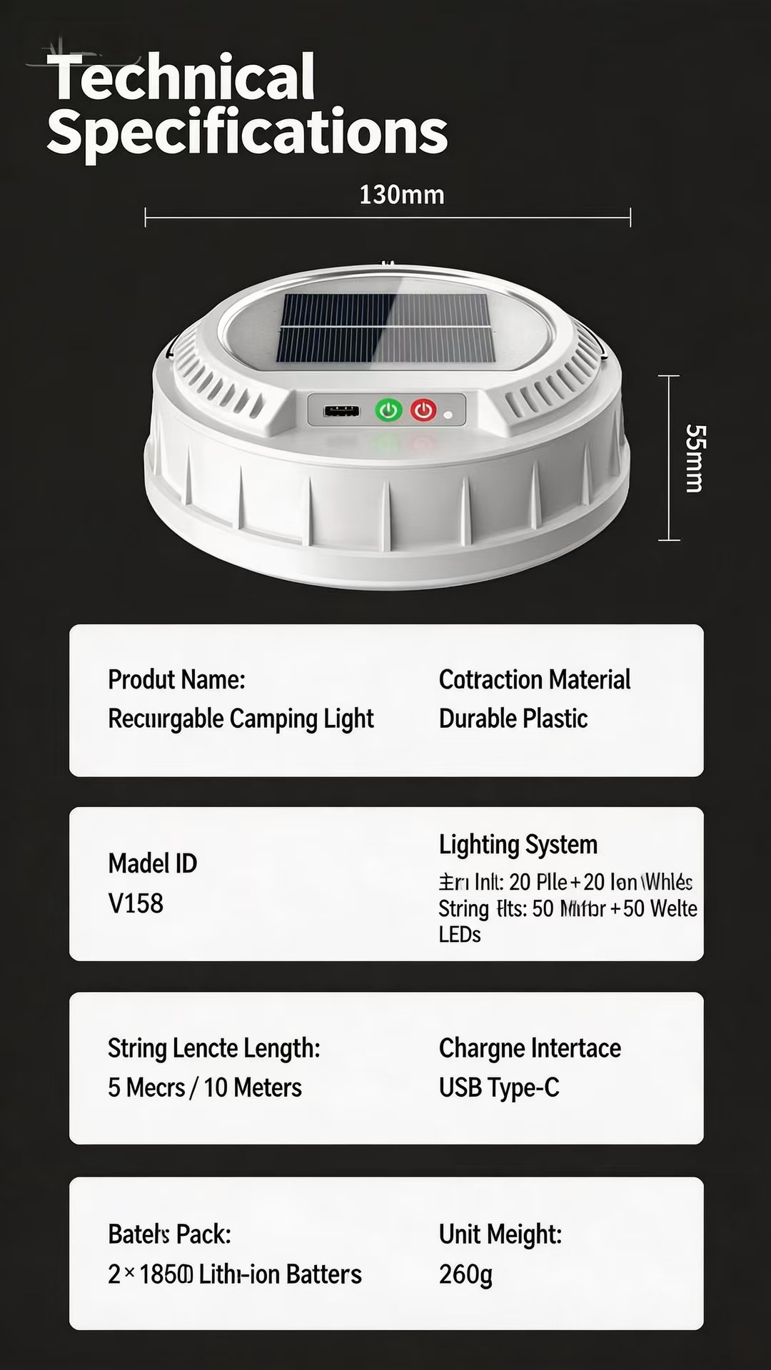 Wholesale 2400 mAh Rechargeable Solar Camping Light with Colorful String Lights for Outdoor Night