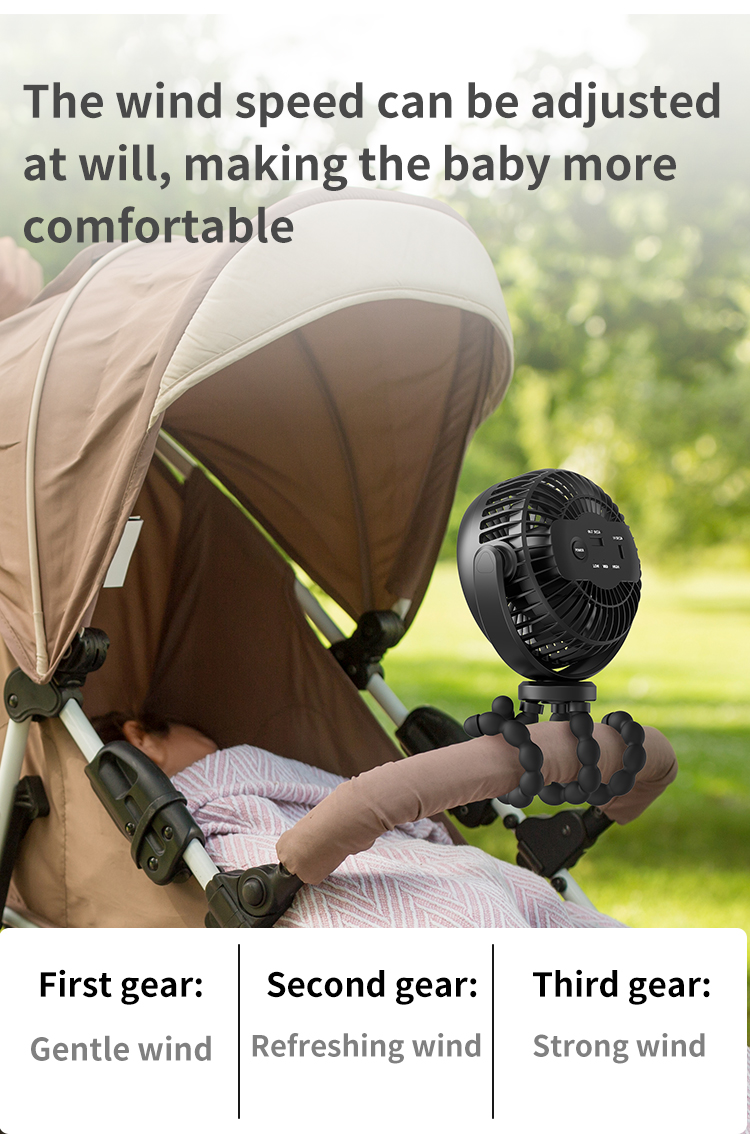 Octopus Baby Stroller Clip Fan, Protective Mesh Quiet Rechargeable Fan for Stroller & Crib Octopus Baby Stroller Clip Fan, Protective Mesh Quiet Rechargeable Fan for Stroller & Crib