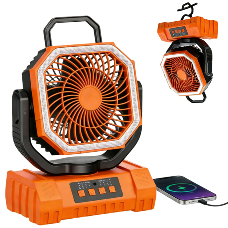 B2B 20000mAh Camping Fan with LED Lantern, 4 Speeds, Remote & Timer, Power Bank for Outdoor Tent 