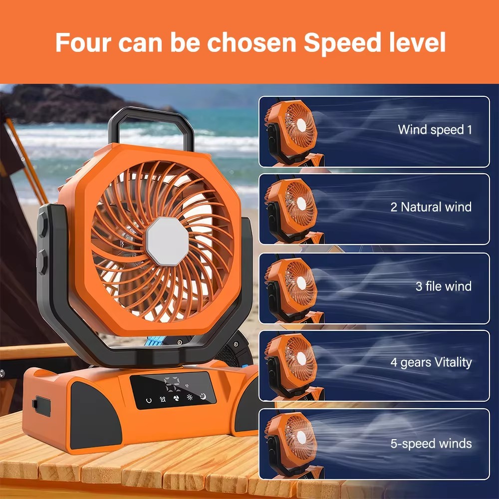 Bulk Portable Cordless Camping Fan with LED Light 5 Speeds 270° Rotation for Car Outdoor Fishing Use Bulk Portable Cordless Camping Fan with LED Light 5 Speeds 270° Rotation for Car Outdoor Fishing Use
