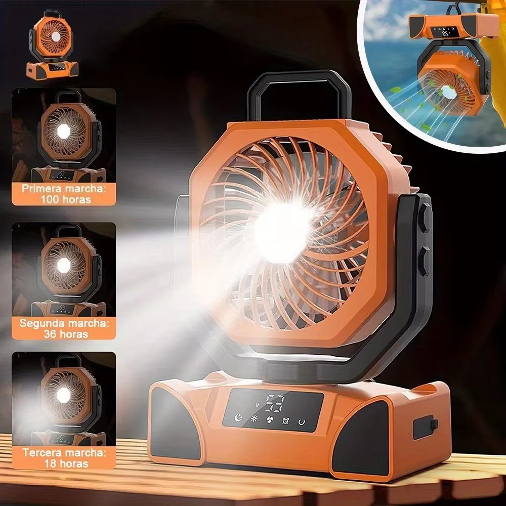 Bulk Portable Cordless Camping Fan with LED Light 5 Speeds 270° Rotation for Car Outdoor Fishing Use Bulk Portable Cordless Camping Fan with LED Light 5 Speeds 270° Rotation for Car Outdoor Fishing Use