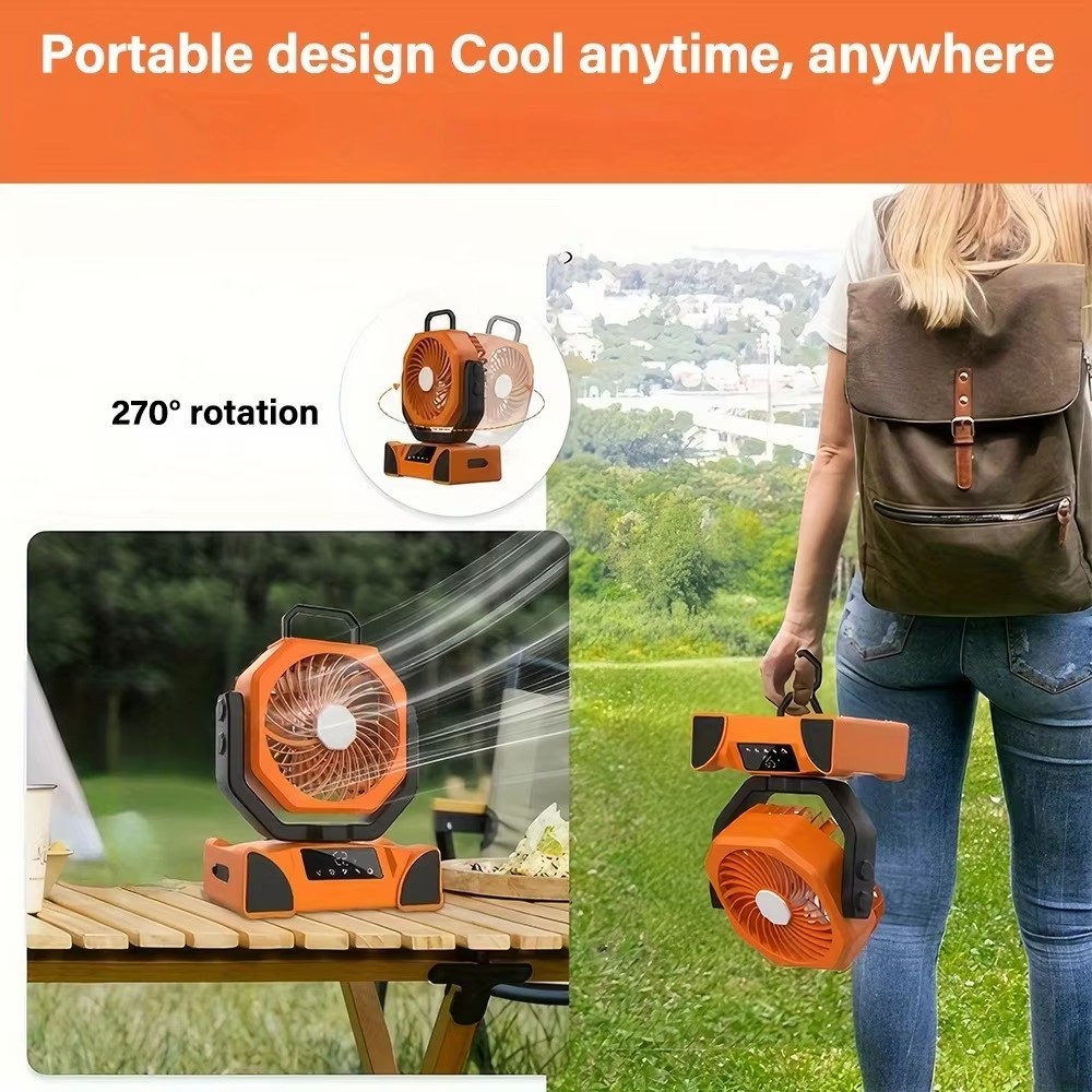 Bulk Portable Cordless Camping Fan with LED Light 5 Speeds 270° Rotation for Car Outdoor Fishing Use Bulk Portable Cordless Camping Fan with LED Light 5 Speeds 270° Rotation for Car Outdoor Fishing Use