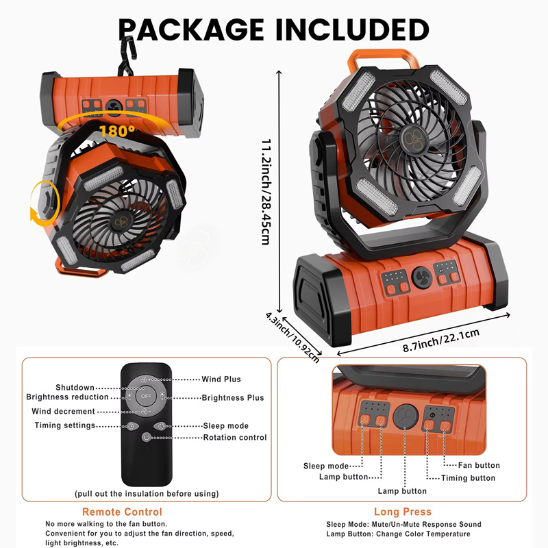 OEM 20000mAh Camping Fan with LED Light and Remote Control 7 Day Runtime for Outdoor Tent Travel OEM 20000mAh Camping Fan with LED Light and Remote Control 7 Day Runtime for Outdoor Tent Travel