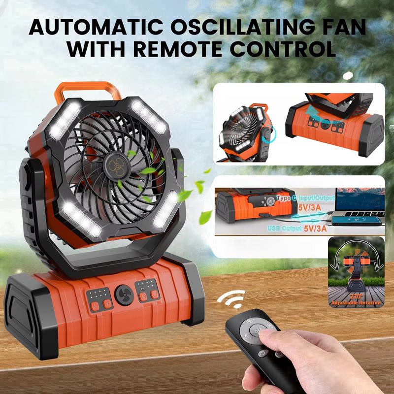 OEM 20000mAh Camping Fan with LED Light and Remote Control 7 Day Runtime for Outdoor Tent Travel OEM 20000mAh Camping Fan with LED Light and Remote Control 7 Day Runtime for Outdoor Tent Travel