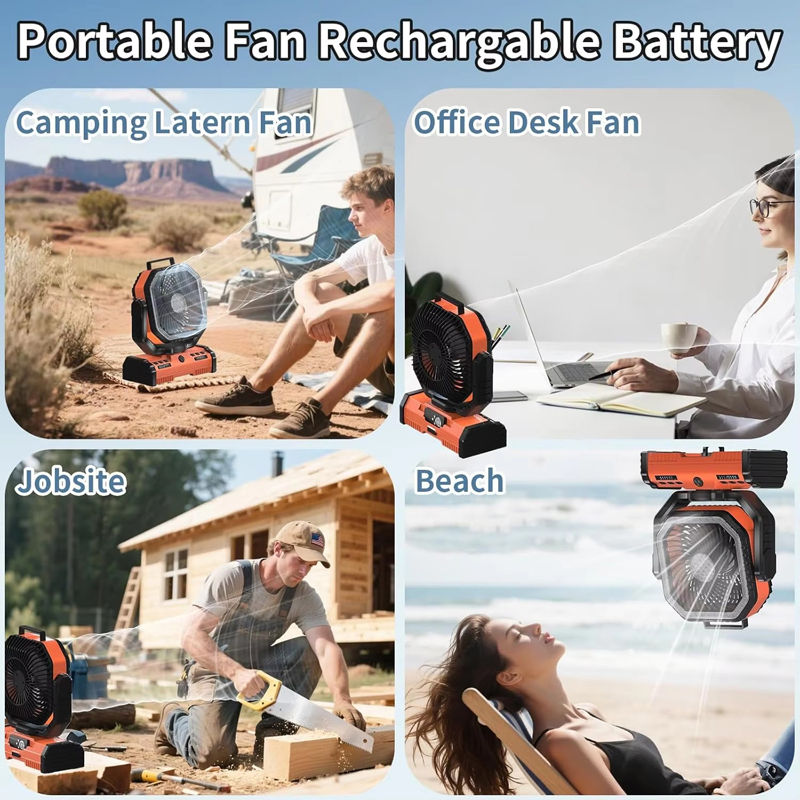 OEM 40000mAh 12 Inch Camping Fan Export Customized LED Light for Outdoor Tent and Beach
