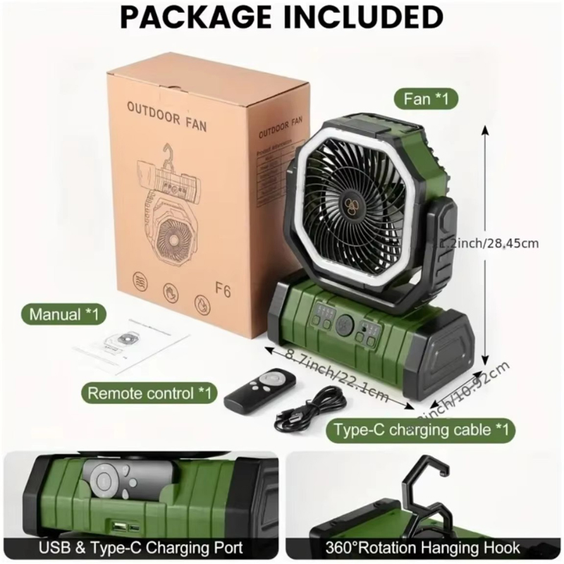 20000mAh Camping Fan Supplier OEM LED Light Remote Control for Outdoor Tent Car and RV