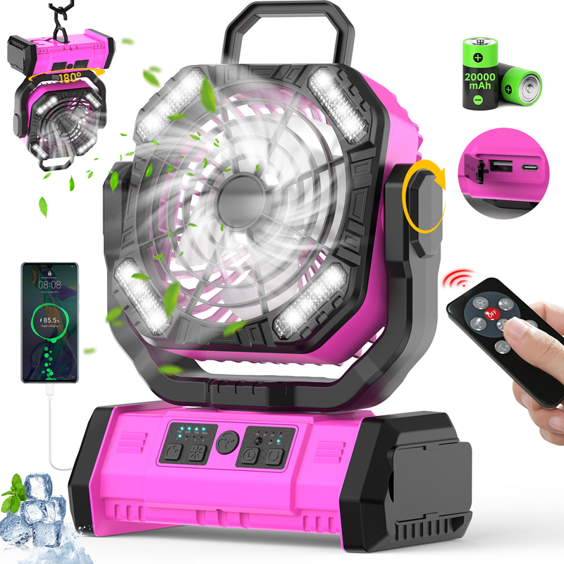 20000mAh Camping Fan Wholesale ODM LED Light Remote Control for Outdoor Tent Car and RV