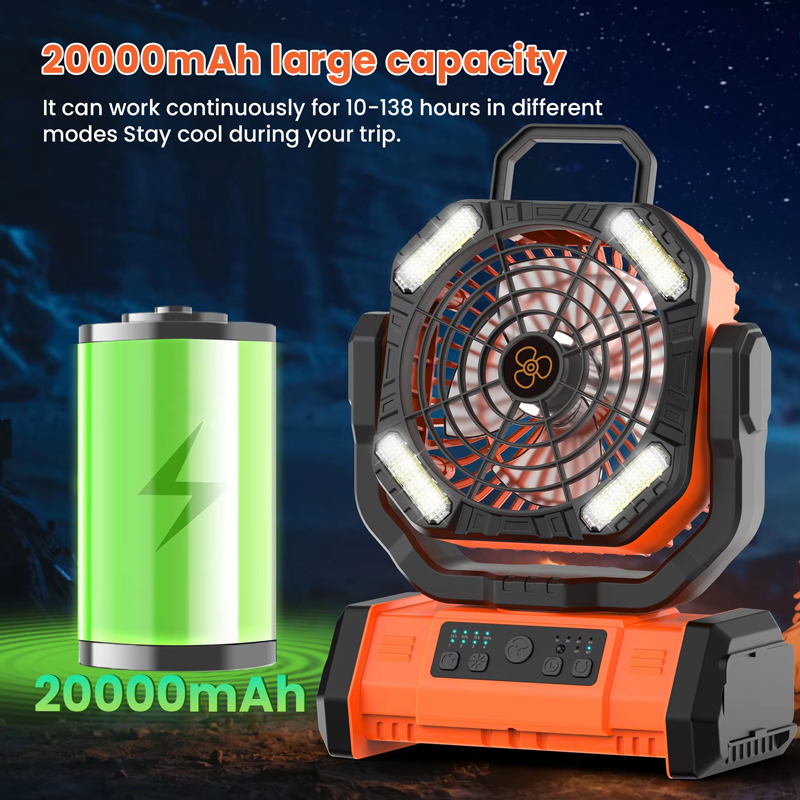 20000mAh Camping Fan Wholesale ODM LED Light Remote Control for Outdoor Tent Car and RV