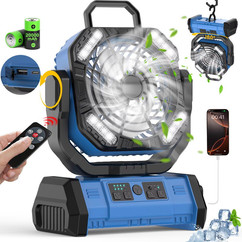 20000mAh Camping Fan Wholesale ODM LED Light Remote Control for Outdoor Tent Car and RV