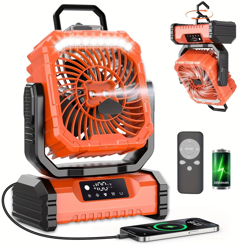 20000mAh 3 in 1 Camping Fan Humidifier Supplier OEM Night Light Remote LED Misting Outdoor Tent RV