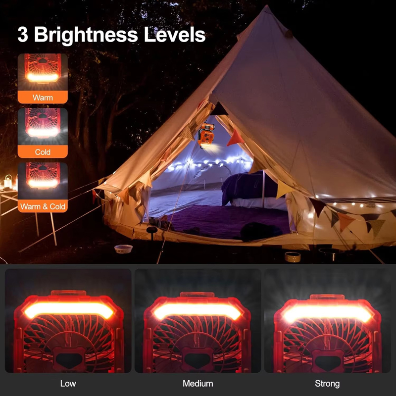 20000mAh 3 in 1 Camping Fan Humidifier Supplier OEM Night Light Remote LED Misting Outdoor Tent RV
