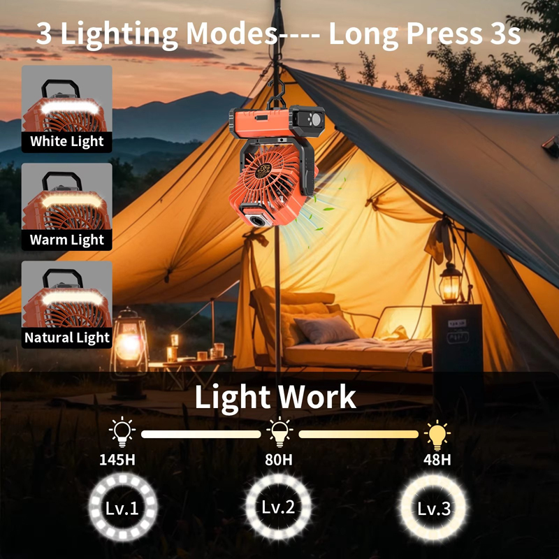 20000mAh 3 in 1 Camping Fan Humidifier Supplier OEM Night Light Remote LED Misting Outdoor Tent RV