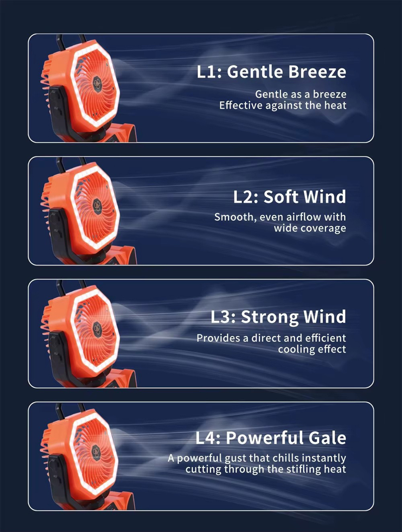 Wholesale Customized Camping Fan LED Light Remote 4Speed 100H Battery USB Type C Outdoor Tent RV Car Wholesale Customized Camping Fan LED Light Remote 4Speed 100H Battery USB Type C Outdoor Tent RV Car