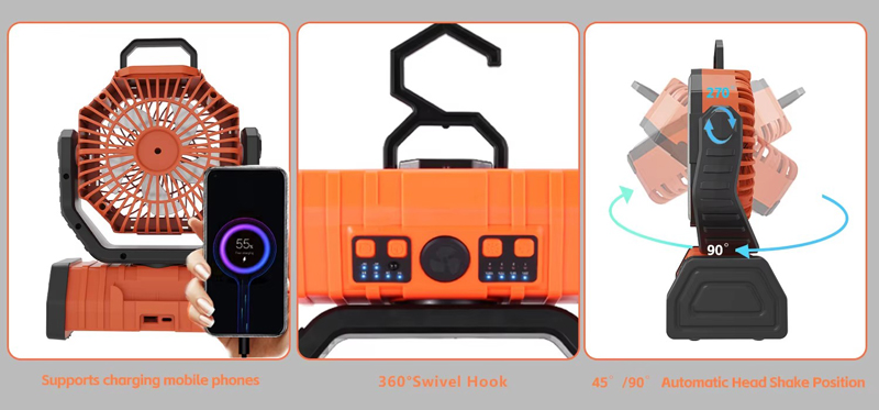 Supplier OEM Camping Fan 20000mAh LED Light Remote 4 Speed Timer 68H Runtime for Outdoor Tent RV Car