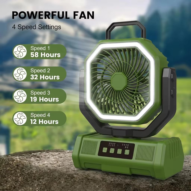 Wholesale Customized Camping Fan 20000mAh LED Light Remote 4 Speed 58H Runtime for Outdoor Tent RV