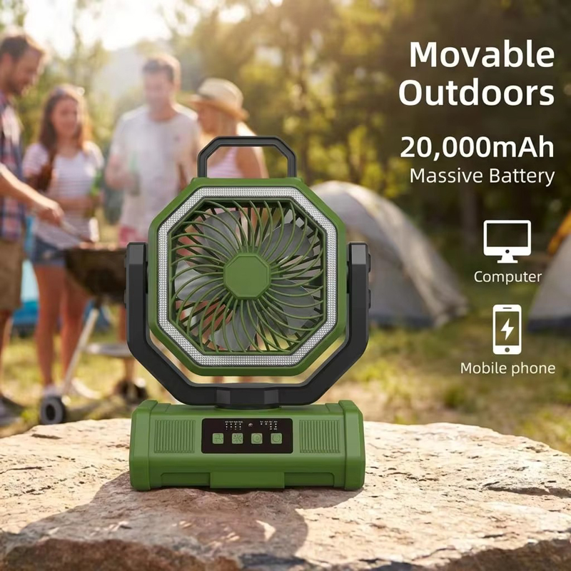 Wholesale Customized Camping Fan 20000mAh LED Light Remote 4 Speed 58H Runtime for Outdoor Tent RV