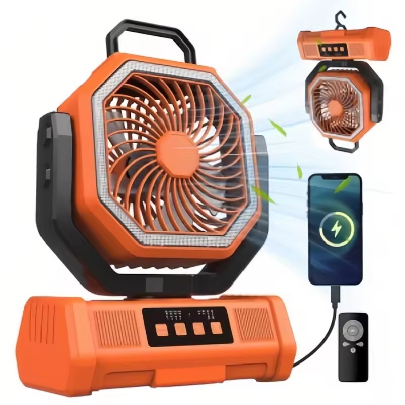 Wholesale Customized Camping Fan 20000mAh LED Light Remote 4 Speed 58H Runtime for Outdoor Tent RV