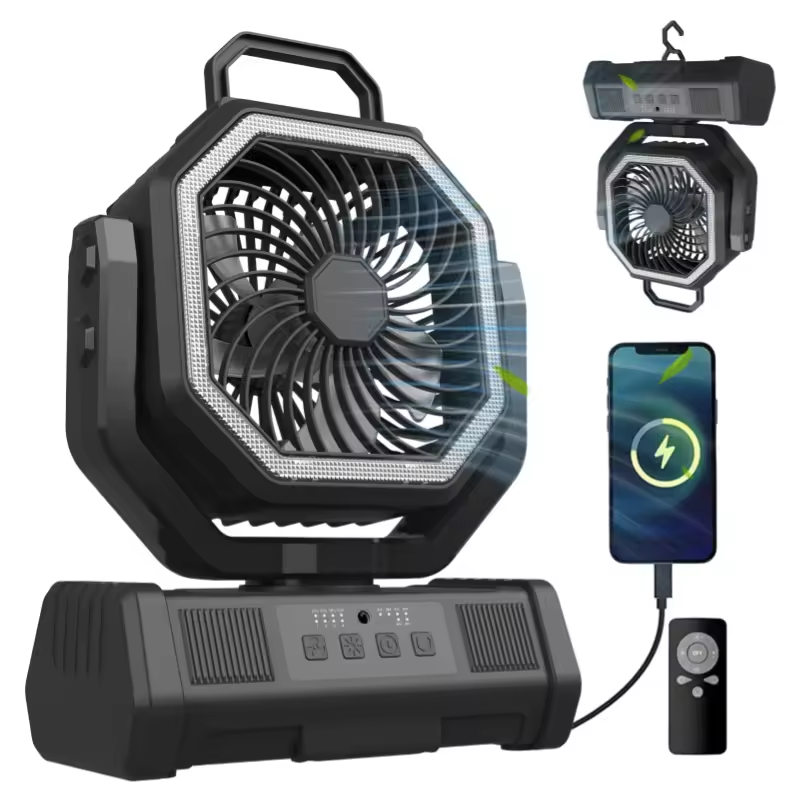 Wholesale Customized Camping Fan 20000mAh LED Light Remote 4 Speed 58H Runtime for Outdoor Tent RV