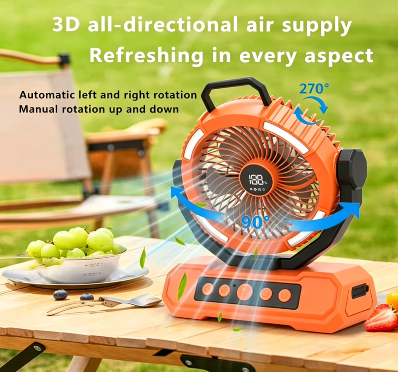 Supplier OEM Camping Fan 40000mAh LED Light Remote 4 Speed Timer 58H Runtime for Outdoor Tent RV Car