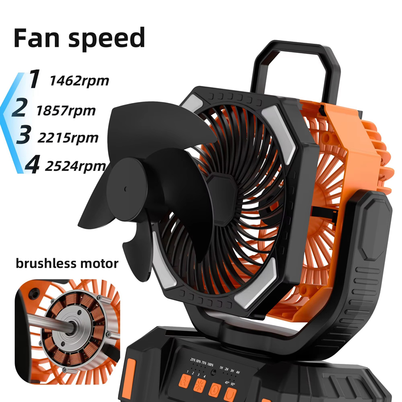 Bulk OEM Camping Fan 20000mAh LED Light Remote 4 Speed 59H Runtime for Outdoor Tent RV Car