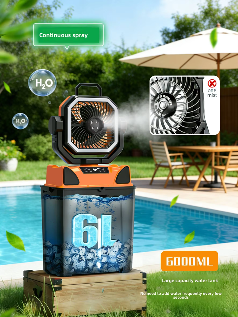 Wholesale Customized Misting Camping Fan 20000mAh 6L Tank LED Light Remote for Outdoor Tent RV Wholesale Customized Misting Camping Fan 20000mAh 6L Tank LED Light Remote for Outdoor Tent RV