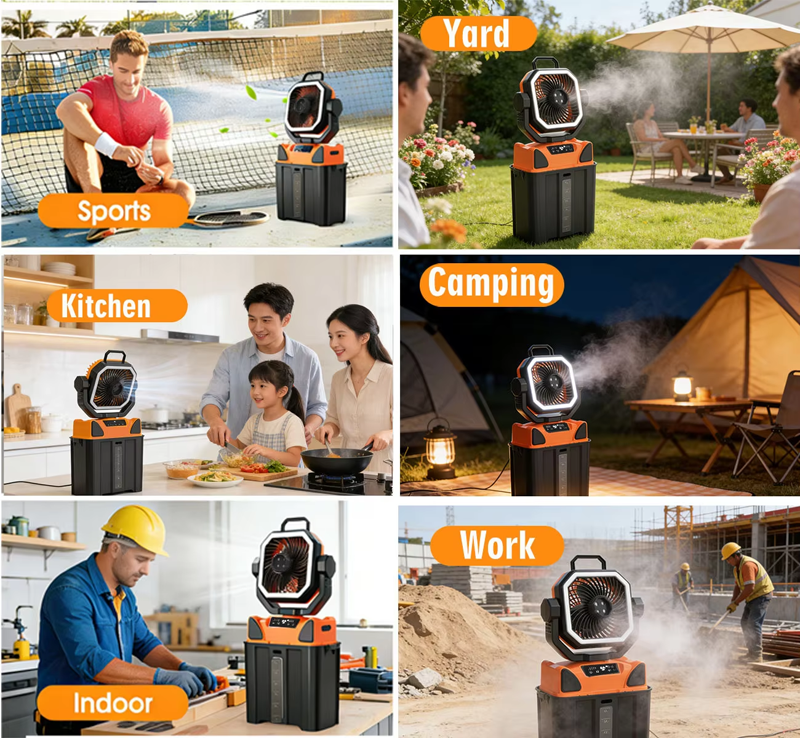Wholesale Customized Misting Camping Fan 20000mAh 6L Tank LED Light Remote for Outdoor Tent RV Wholesale Customized Misting Camping Fan 20000mAh 6L Tank LED Light Remote for Outdoor Tent RV