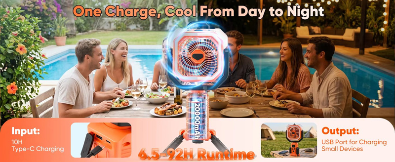 Wholesale Customized Misting Camping Fan 20000mAh Tripod LED Light Remote for Outdoor Tent RV Wholesale Customized Misting Camping Fan 20000mAh Tripod LED Light Remote for Outdoor Tent RV